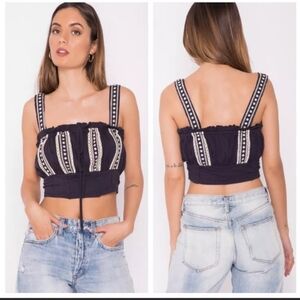 NWT Free People Hill Top Embroidered Crop Top